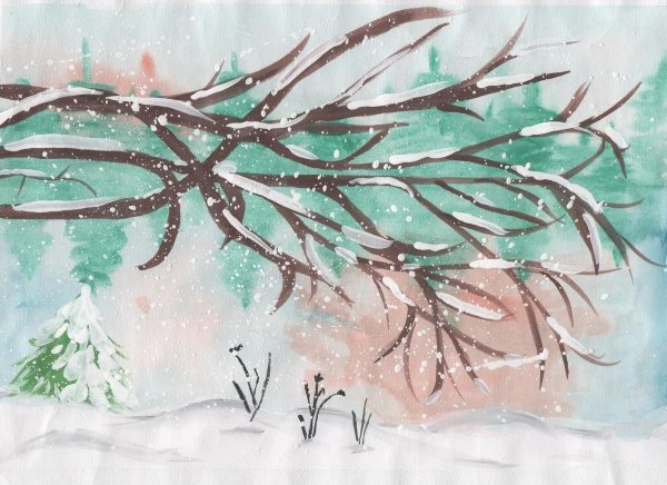 Рисование зимняя пора