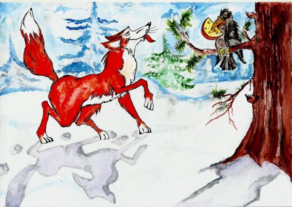 Басня Крылова ворона и лисица