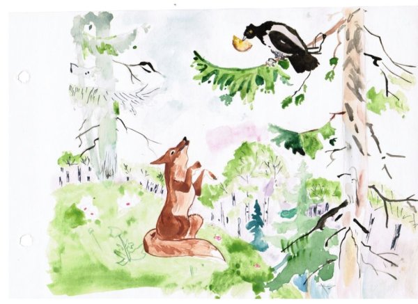 Ворона и лисица иллюстрации