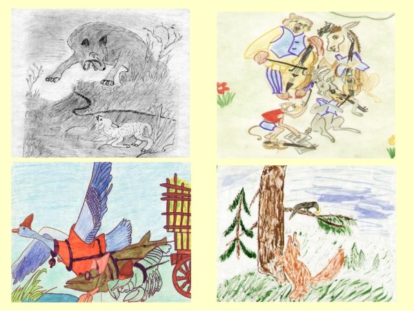 Детские иллюстрации к басням Крылова