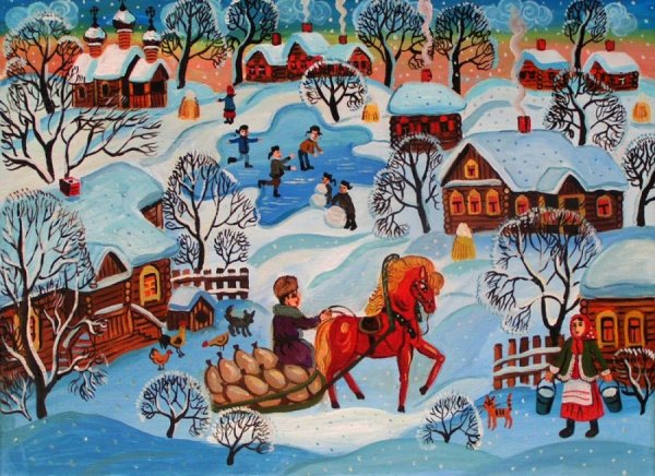 Картина зимние заботы