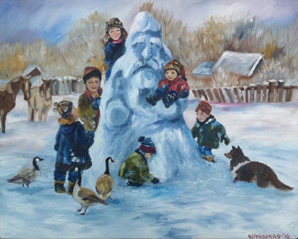 Зимний пейзаж детский