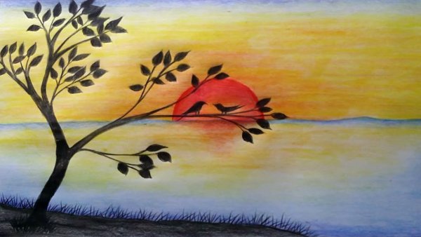 Пейзаж рисунок легкий