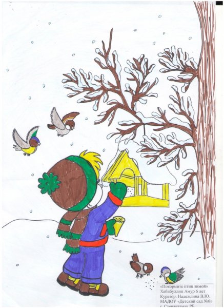 Рисование покормим птиц