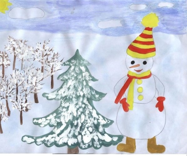 Рисование для детей зима в детском
