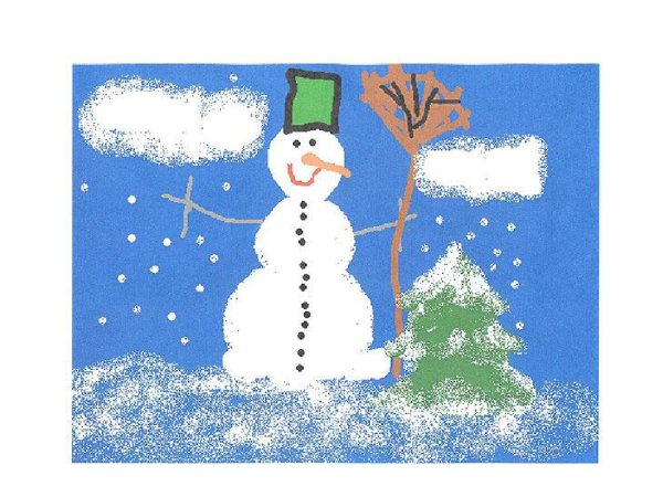 Рисование с детьми Снеговик