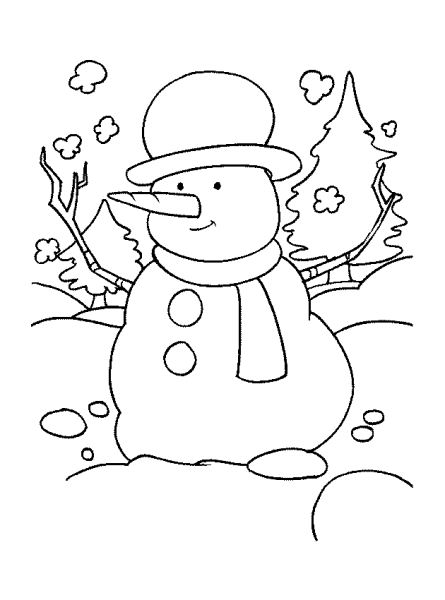 Зимние раскраски Снеговик