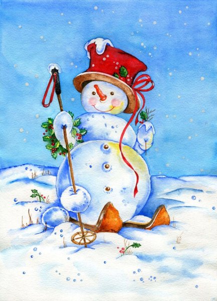 Новогодние открытки со снеговиком