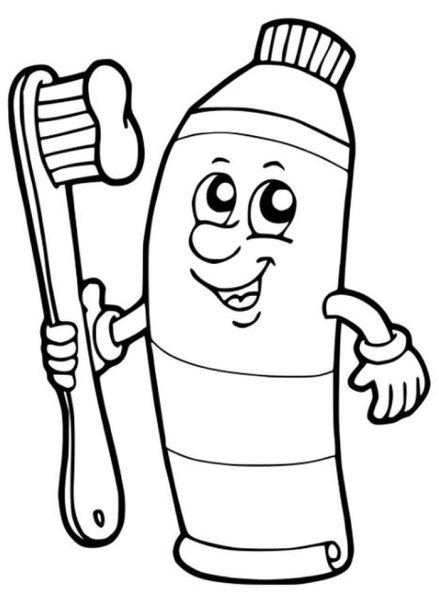 Раскраска зубная паста и щетка для детей