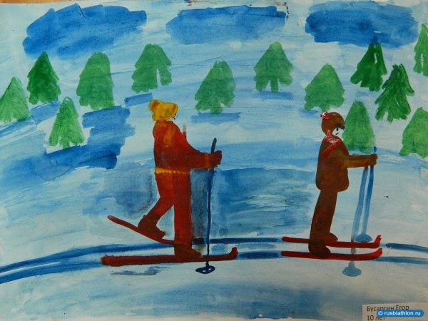 Рисование лыжник в подготовительной группе