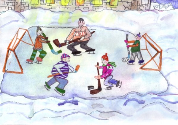 Рисунок на тему хоккей для детей