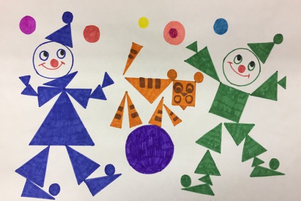 Аппликация из геометрического материала