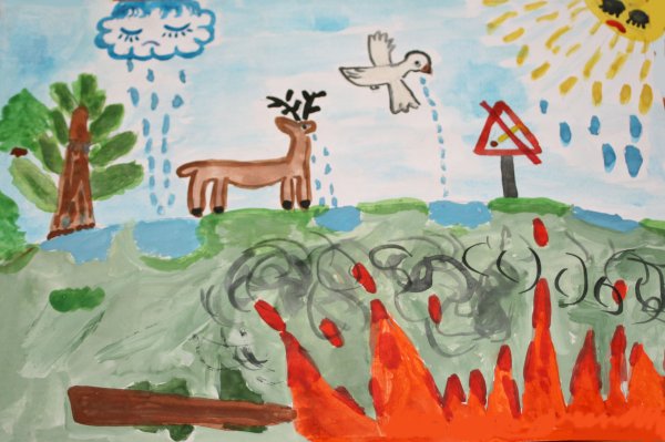 Рисунки детей на тему лес боится огня