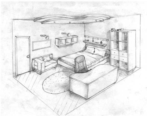 Набросок интерьера комнаты