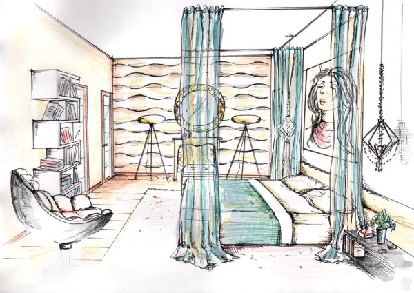 Набросок интерьера комнаты