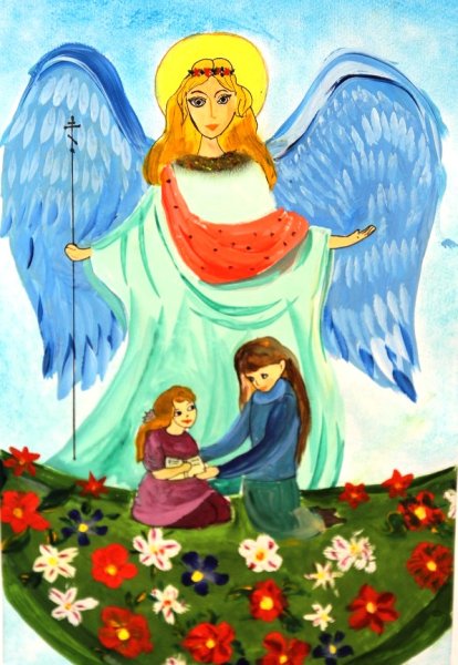 Детские рисунки на тему ангел