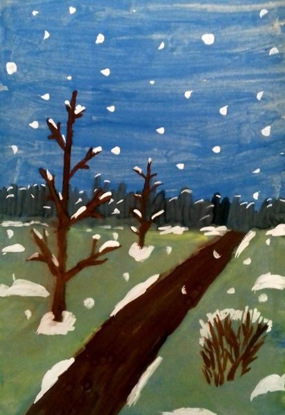 Рисование первый снег