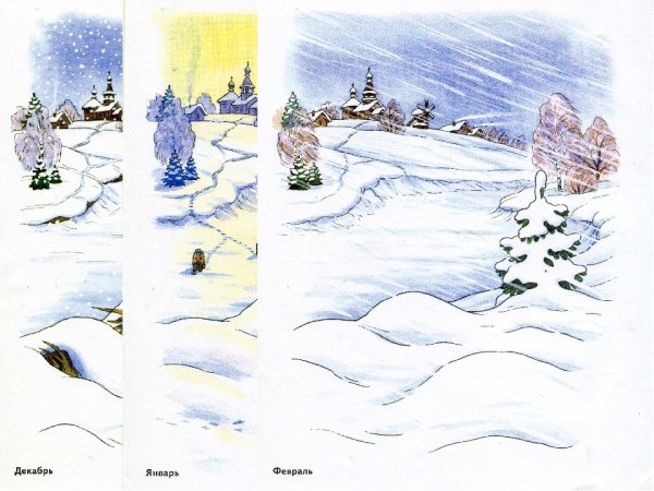 Иллюстрации зимней природы для детей