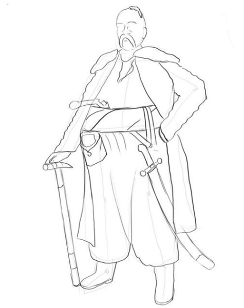 Тарас Бульба рисунок карандашом