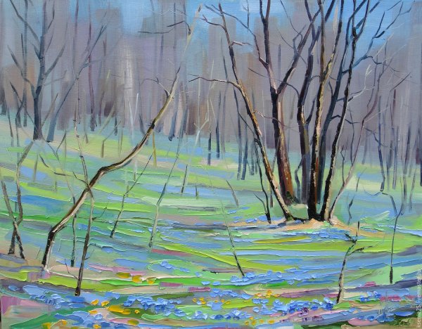 Весенний пейзаж гуашью