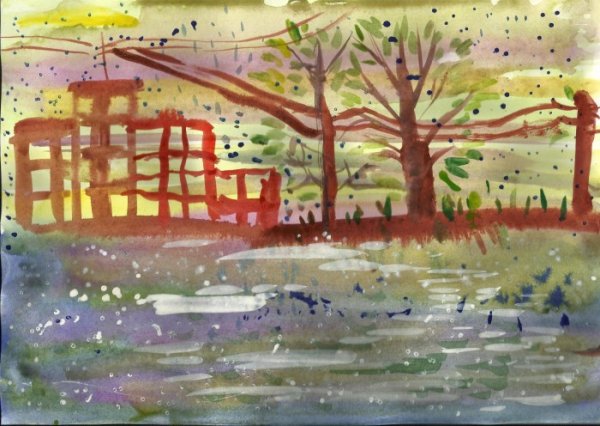 Рисование идет дождь