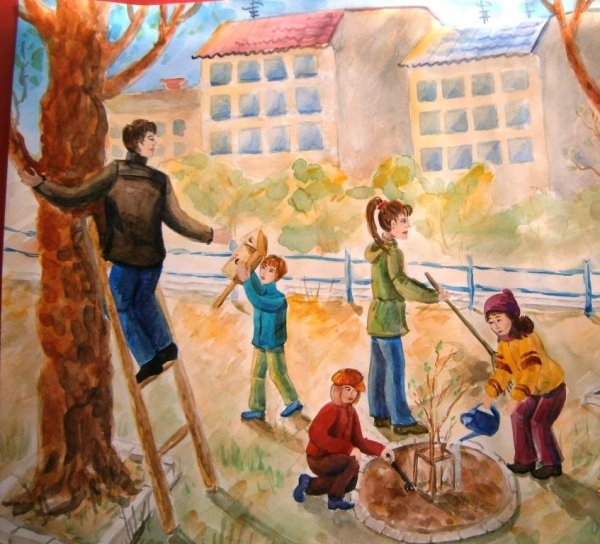 Рисование субботник в подготовительной группе