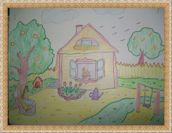 Детский рисунок деревня