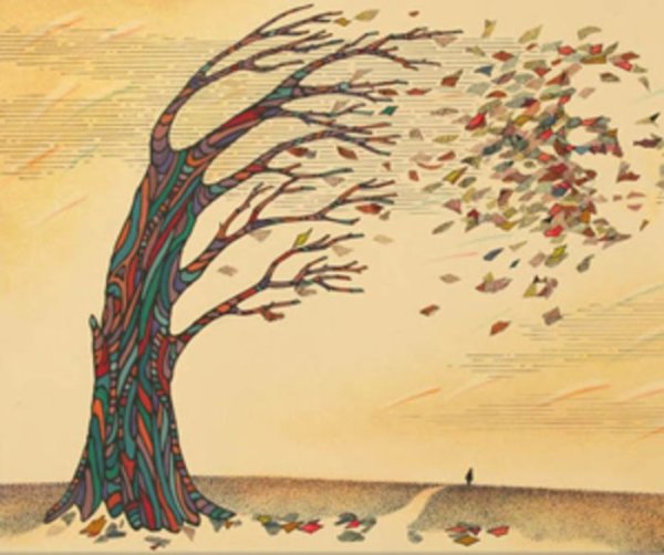 Осеннее дерево на ветру