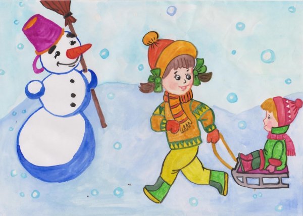 Рисование на тему зимние каникулы