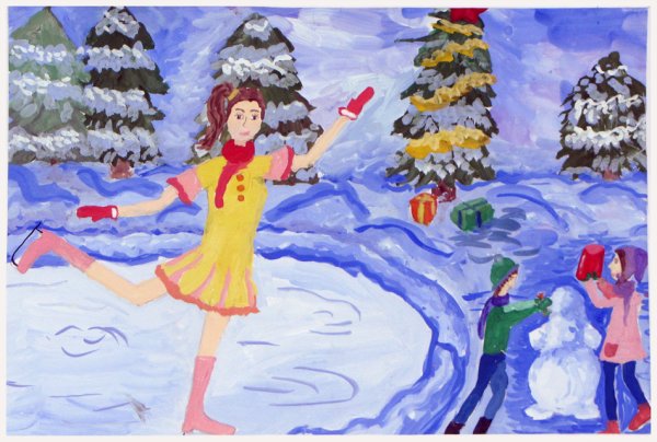 Рисунок на тему зимние каникулы