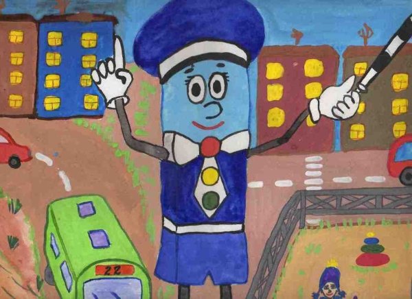 Детские рисунки на тему дорожного движения