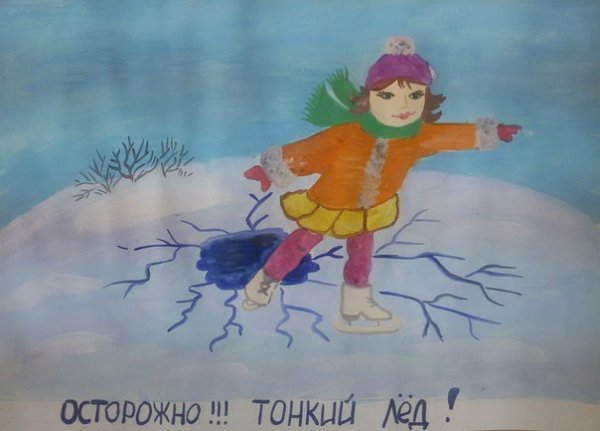 Безопасность на льду рисунок