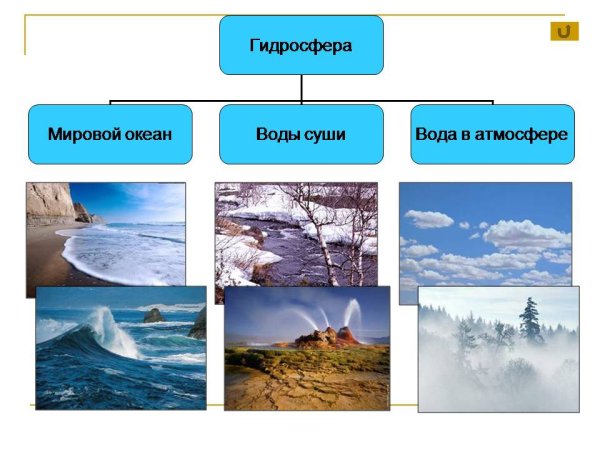 Гидросфера воды мирового океана воды суши вода в атмосфере