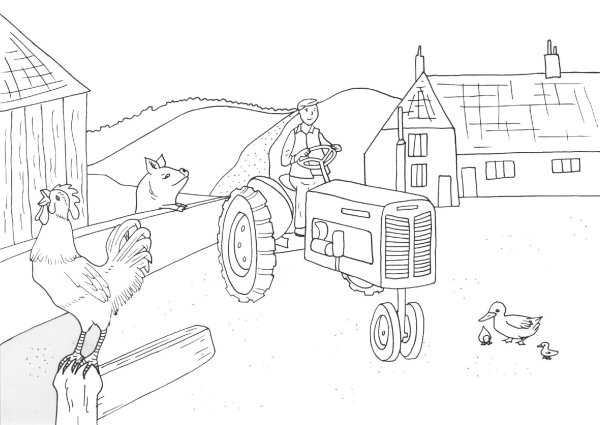 Раскраска деревня для детей