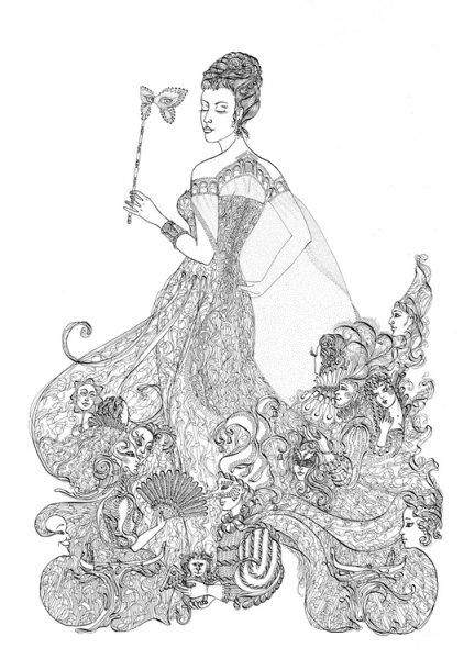 Венецианский карнавальный костюм рисунок