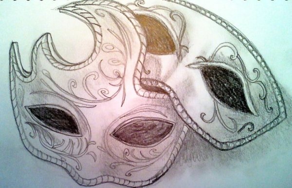Маскарадные маски карандашом