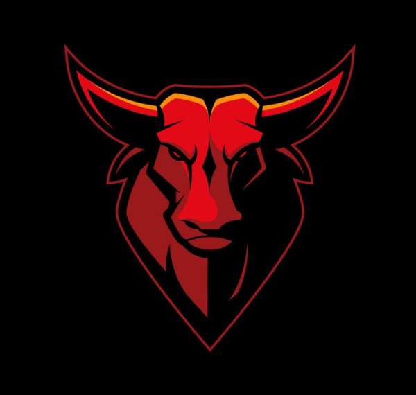 Красный бык на черном фоне