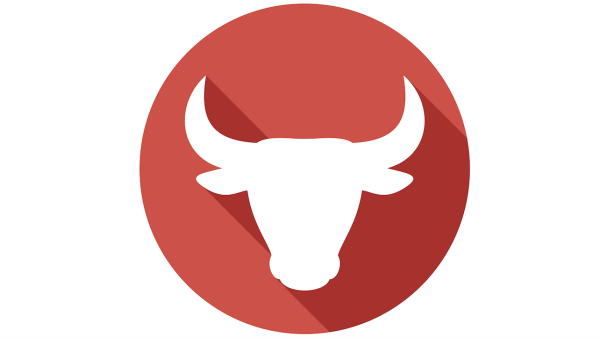 Значок красного быка