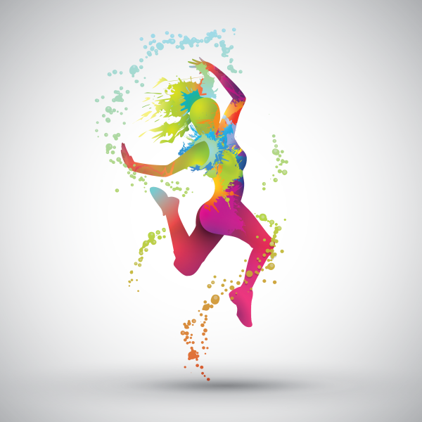 Цветные силуэты танцоров