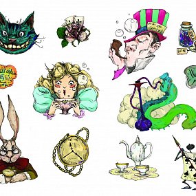 Наклейки Алиса в стране чудес