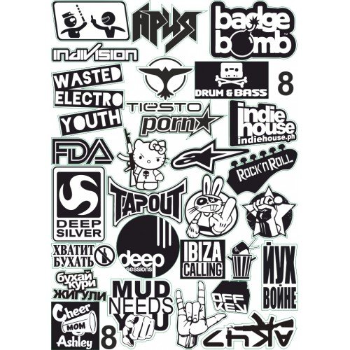 Стикеры черно белые