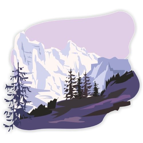 Наклейка лес горы