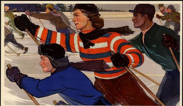 Советский плакат лыжник