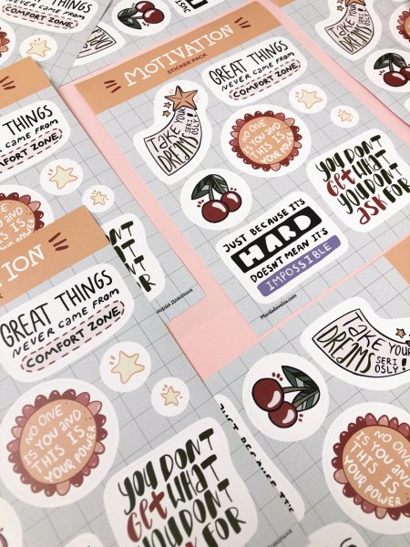 Наклейки с мотивирующими надписями