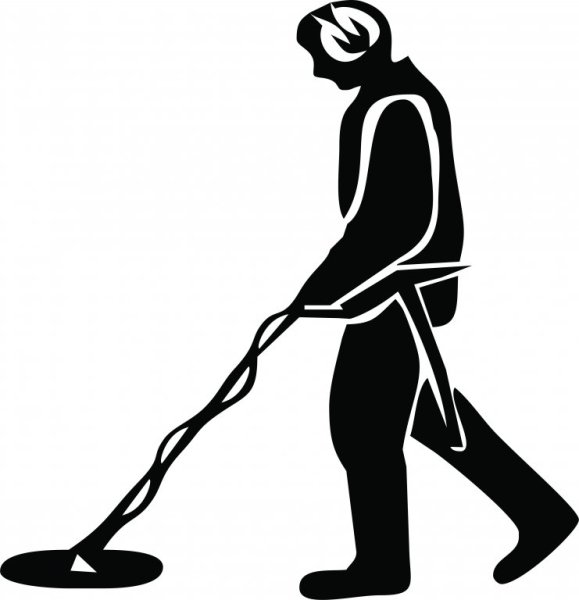 Человек с металлоискателем наклейка