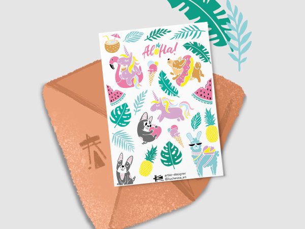 Летние Стикеры для распечатки