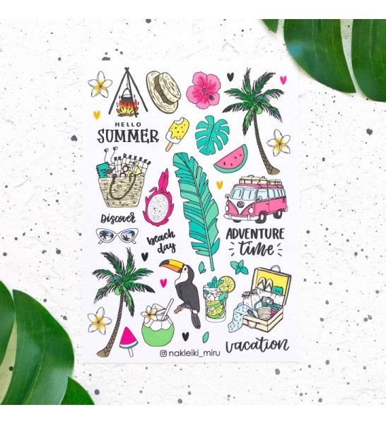 Красивые летние наклейки