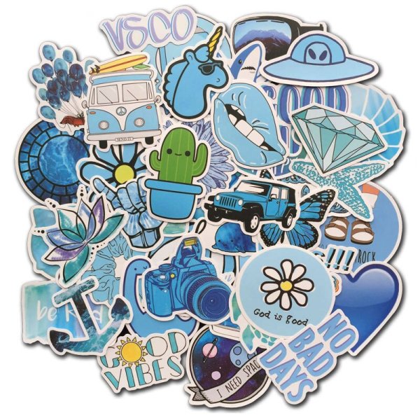 Наклейки голубого цвета