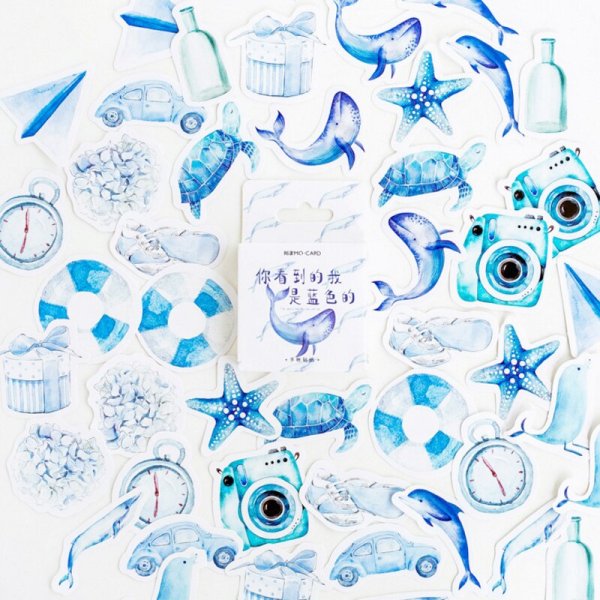 Наклейки в голубом цвете