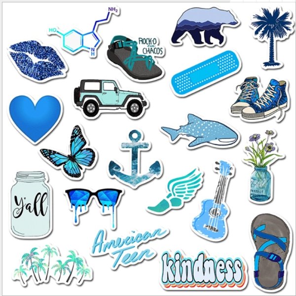 Стикеры в голубом стиле